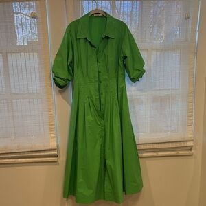 Simkai Green Button-Up Midi Dress